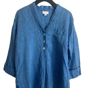 J. Jill Indigo Linen Shirt